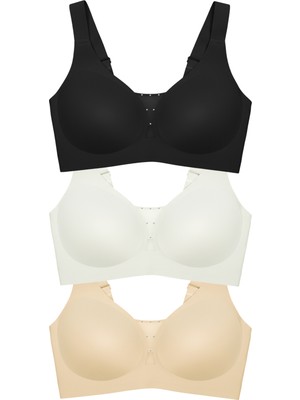 Cottonhill Seamless Bra - Balance | Lazer Kesim Taşlı Dikişsiz Toparlayıcı Büyük Beden Kadın Sütyen 3'lü Paket