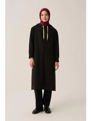 ALLDAY Siyah-Kapüşonlu Rahat Tunik
