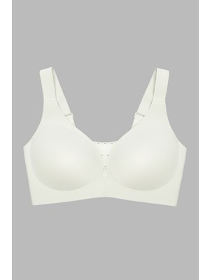 Cottonhill Seamless Bra - Balance | Krem Lazer Kesim Taşlı Dikişsiz Toparlayıcı Büyük Beden Kadın Sütyen