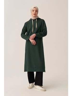 ALLDAY Zümrüt-Kapüşonlu Rahat Tunik
