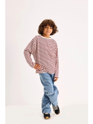 Marvy Kids Bordo Çizgili Uzun Kollu Tshirt