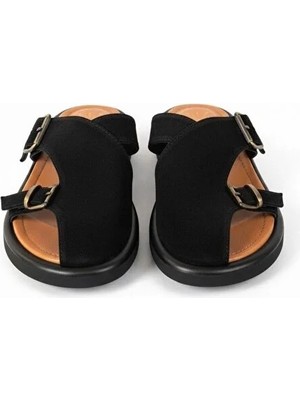 Ne&Ve Shoes Süet Hakiki Deri Iki Tokalı Kadın Sabo Terlik