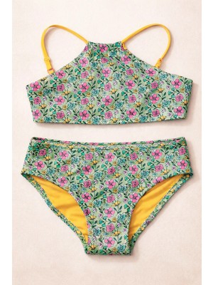 Kız Çocuk Sea La Vie Çiçekli Bikini Takımı Yeşil