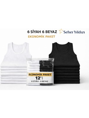 Seher Yıldızı 12'li Paket Seher Yıldızı %100 Pamuk Klasik Penye Erkek Atlet