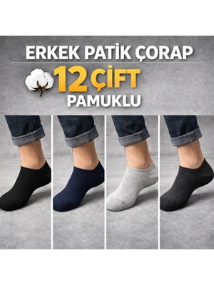 Lacivert 12 Li Ekonomik Paket Pamuklu Erkek Patik Corap