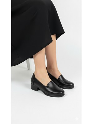 Kaof Shoes Kadın Siyah Topuklu Ayakkabı Ortopedik Klasik Ayakkabı Topuklu Anne Ayakkabısı Casual Ayakkabı Kadın Günlük Ayakkabı