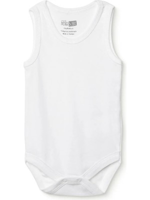 Hellobaby Unisex Beyaz Body Çıtçıtlı Bisiklet Yaka Atlet Kol Beyaz