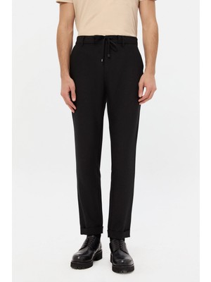 Twn Slim Fit Siyah Armürlü Jogger Pantolon 4EC03KV703503
