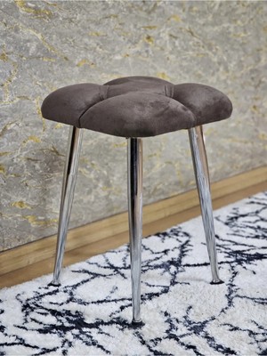 Sevinç Mobilya Kare Krom Kaplama Konik Ayaklı Tabure - Oturak - Bar Taburesi - Ayaklı Tabure