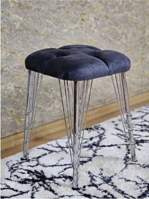 Sevinç Mobilya Kare Krom Kaplama Telli Ayaklı Tabure - Oturak - Bar Taburesi - Ayaklı Tabure