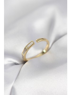 Claris Gold Renk Sedefli Çubuk Model Kadın Yüzük