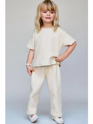 Monila Kız Çocuk Pamuklu Bisiklet Yaka Geniş Paçalı Altüst Takım