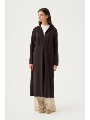 ALLDAY Acı Kahve-Pis Dikişli Likralı Fermuarlı Hırka