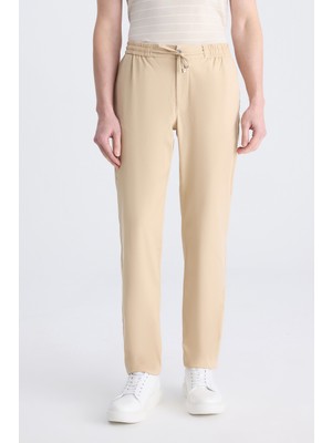 D'S Damat Ds Damat Relaxed Fit (Pilesiz) Bej Diyogonal Tencel™-Pamuk Karışımlı Likralı Jogger Pantolon 4HC03AD05321M