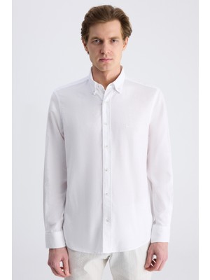 D'S Damat Ds Damat Comfort Beyaz Armürlü %100 Pamuklu Gömlek 4HC02K8122652