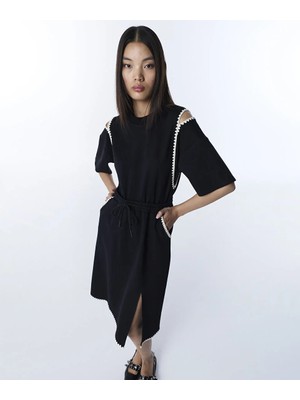 Twist Kontrast Dikişli Çift Parça Görünüm Elbise TS1260002228001