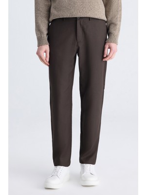 D'S Damat Ds Damat Comfort Fit Kahverengi Düz Tencel™-Pamuk Karışımlı Likralı Jogger Pantolon