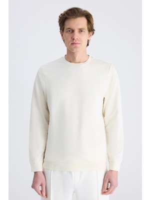 D'S Damat Ds Damat Regular Fit Ekru Düz Pamuklu Sweatshirt 5HCE247021053