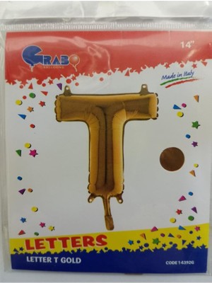 abnturk Altın Renkli 36 cm Boyutlu T Harfi Folyo Balon