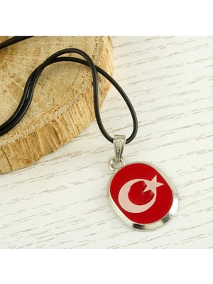 Store Mania Ieg™ Ay Yıldız Metal Vinlex Deri Kolye