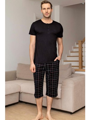 Aydoğan Erkek Civan Modal Bermuda Siyah Pijama Takım 0033