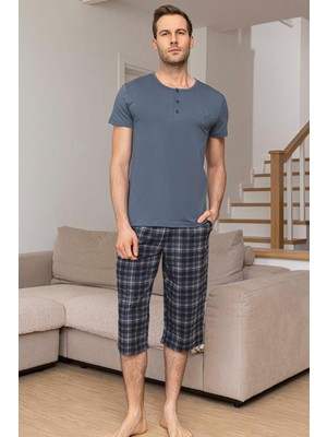 Aydoğan Erkek Civan Modal Bermuda Mavimsi Gri Pijama Takım 0029
