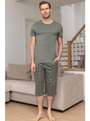 Aydoğan Erkek Civan Modal Bermuda Açık Haki Pijama Takım 0028