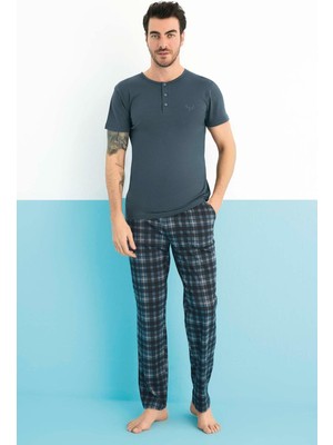 Aydoğan Erkek Civan Modal Kısa Kol Koyu Turkuaz Pijama Takım 0160