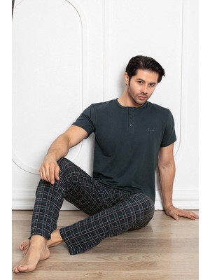 Aydoğan Erkek Civan Modal Kısa Kol Koyu Petrol Pijama Takım 7705