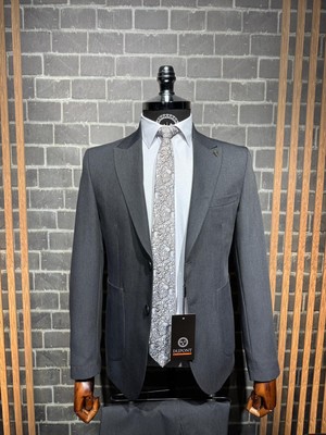 Dupont  Modern Erkek Takım Elbise – Sivri Yaka Slim Fit Torba Cep