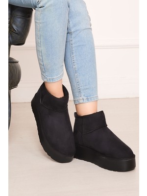 SRC Platform Taban Içi Kürklü Bot Siyah