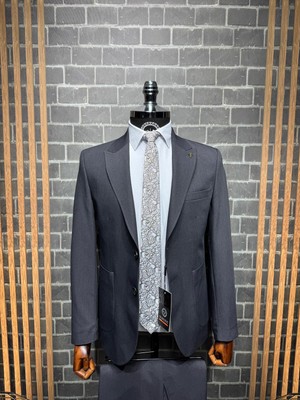 Dupont  Modern Erkek Takım Elbise – Sivri Yaka Slim Fit Torba Cep