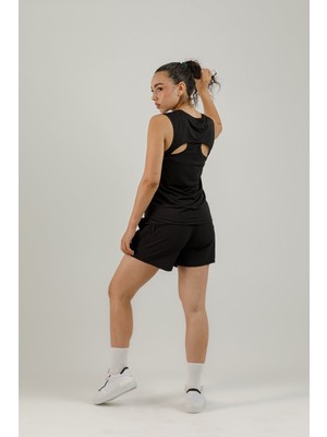 Airlife Sportswear Hafif Açık Yakalı ve Arka Açık Detaylı Kadın Sporcu Atleti Siyah