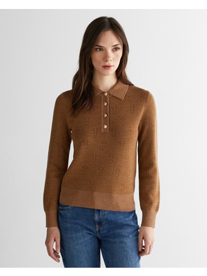 Gant Kadın Kahverengi Regular Fit Polo Yaka Triko 4805400.230