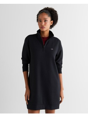 Gant Kadın Siyah Regular Fit Yarım Fermuarlı Elbise 44925331T.5