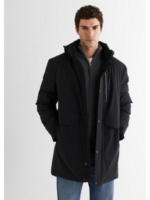 Gant Erkek Siyah Standart Fit Kapüşonlu Mont 7125396T.5