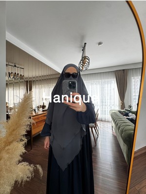 Hanique  Lacivert Ayrobin  Elbise Standart Beden- Uzun Tesettür Elbise Günlük  Şık Rahat  Kalıp