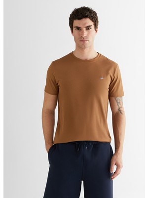 Gant Erkek Kahverengi Regular Fit Bisiklet Yaka T-Shirt 2325149T.210