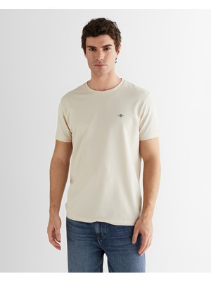 Gant Erkek Bej Regular Fit Bisiklet Yaka T-Shirt 2325149T.34