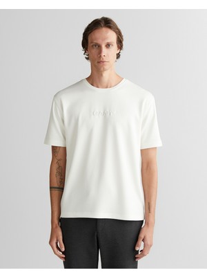 Gant Erkek Beyaz Bisiklet Yaka T-Shirt 2325372T.113