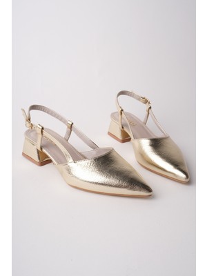 Muggo Wonder Sivri Burun Arkası Açık Kadın Kısa Topuklu Ayakkabı