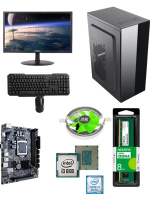 EFSOFFİCE0005-2 - I3 6. Nesil 8gb Ram 256GB SSD  20 Inç Monitör Klavye Mouse Ofis Bilgisayarı