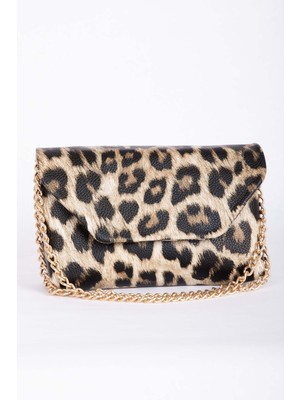 DMC Kroko Desen Zincir Askılı Portföy Çanta Leopar