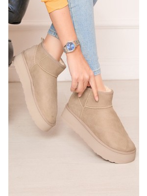 SRC Platform Taban Içi Kürklü Bot Bej