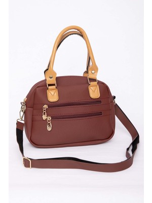 DMC Çok Bölmeli Fermuarlı El & Omuz Çantası Bordo