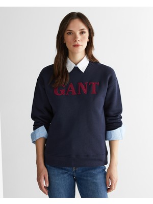 Gant Kadın Lacivert Relaxed Fit Bisiklet Yaka Sweatshirt 4202551.433