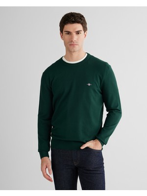 Gant Erkek Yeşil Standart Fit Bisiklet Yaka Triko 8925369T.374