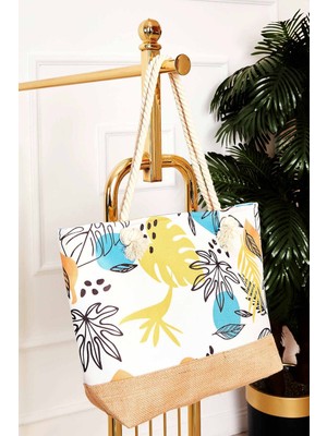 DMC Desenli Hasır Detaylı Plaj Çantası -131