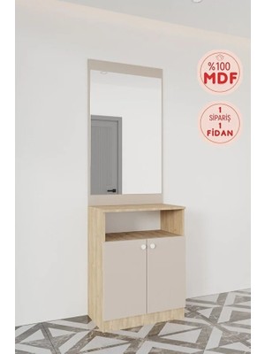 Evora 3 Modern Portmanto Askılı Ayakkabılık Vestiyer Vizon - Lefkas