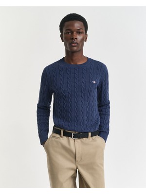 Gant Erkek Lacivert Regular Fit Bisiklet Yaka Örgü Kazak 8050601.902